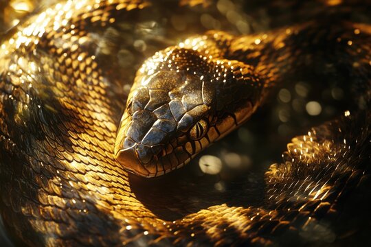 A close-up of a Burmese Python (Python molurus)