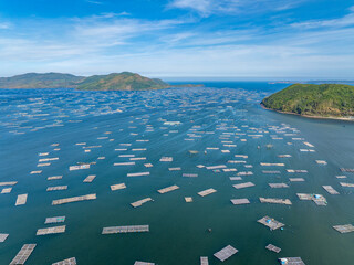 Song Cau Town, Xuan Dai Bay, Phu Yen Province, Vietnam. Aerial view of beautiful coastal village
