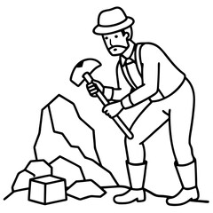 Geologist at Work Rock Examination with Hammer