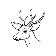 Naklejka premium Single line art vector of a deer head in side view with a white background, minimalist and elegant.