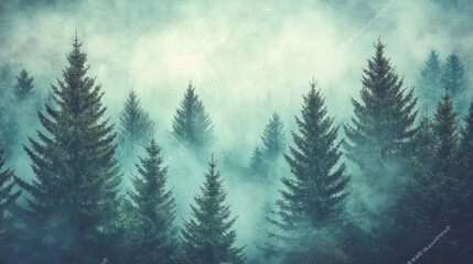Obraz premium Misty Pine Forest