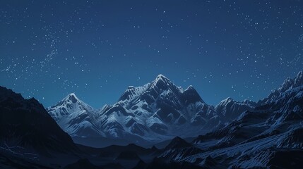 Majestic Mountains cape Under a Starry Night Sky Awe Inspiring Natural Serenity and Adventure