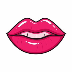 Obraz premium Lips Silhouette white background