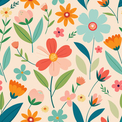 seamless floral pattern, seamless floral pattern with spring flowers