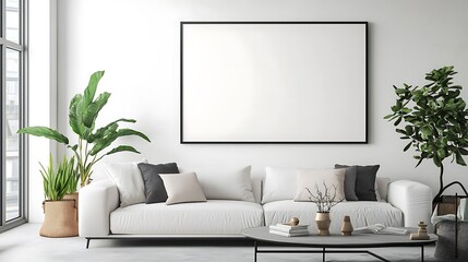Frame mockup, ISO A paper size Living room wall poster mockup Interior mockup with house background Modern interior design.,