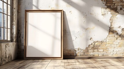 Poster frame mockup on wooden floor