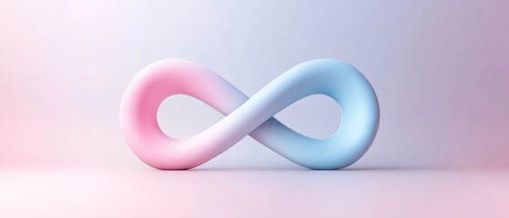 A pink and blue infinity symbol is displayed on a white background