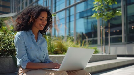 The businesswoman with laptop