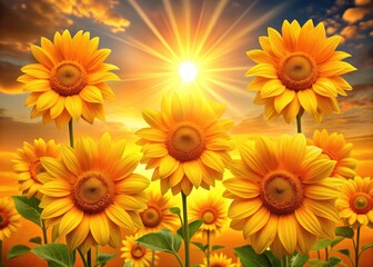 Obraz premium Sunny Disposition: Golden yellow, vibrant orange, cheerful, optimistic, warm, inviting, energetic, lively
