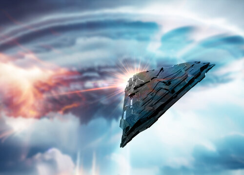 UFO in flight, illustration