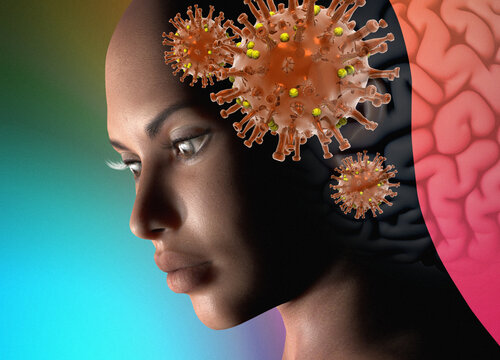 COVID-19 brain fog, conceptual illustration