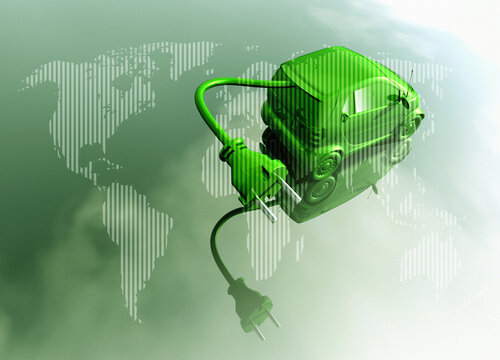 Fototapeta Electric car, conceptual illustration