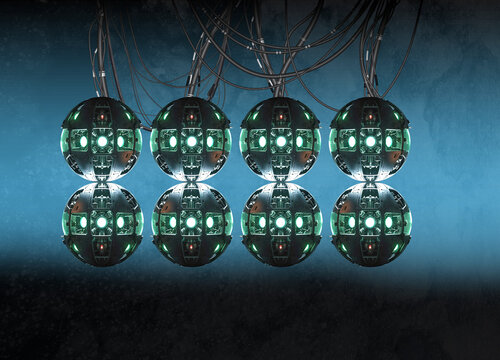 Quantum computer array, conceptual illustration