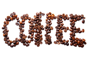 Coffee word written with coffee bean png