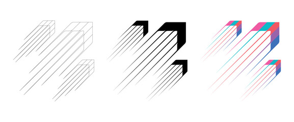 fast and thin arrow symbols. colored arrow symbols. fast arrow set