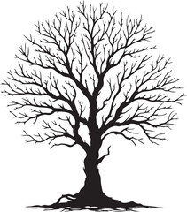 Obraz premium Tree without leaf silhouette vector style white background