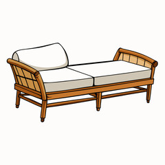 Minimalist Rattan Daybed on White Background vector