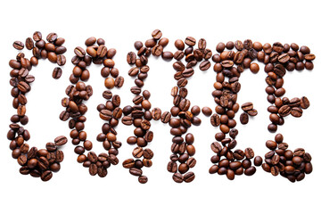 Coffee word written with coffee bean png