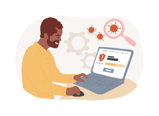 Antivirus software isolated cartoon vector illustrations.