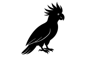 Cockatoo silhouette vector art illustration on a white background