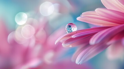 Fototapeta premium crystal water drop on flower petals, light colors