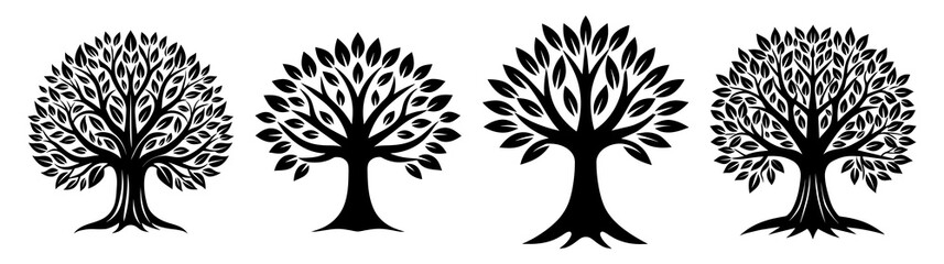 Obraz premium A set of tree silhouettes