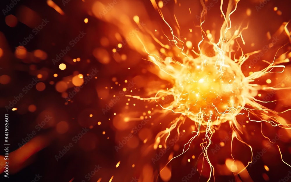 Poster a vibrant burst of energy showcasing dynamic lines and glowing particles in a stunning display of mo