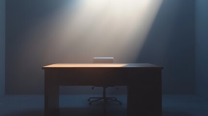 A desk with a chair in front of it