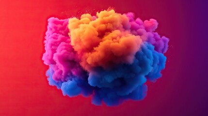Fototapeta premium Colorful cloud of smoke in vibrant hues, creating a stunning visual effect against a gradient background.