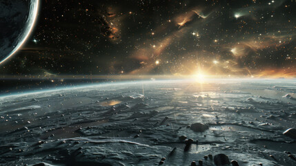 space hdri, seamless 360 space environment, in the style of star trek