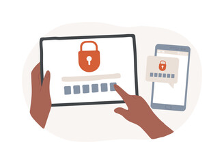 Two-factor authentication verification isolated cartoon vector illustrations.