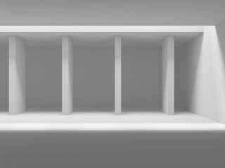 White elegant empty space.  White wall room background. Abstract interior