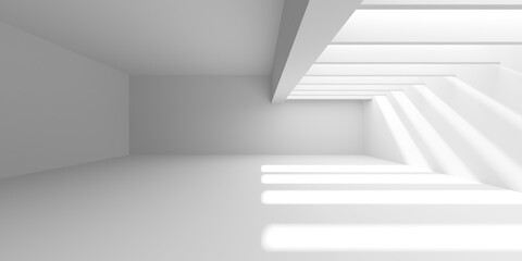 Minimalistic room space. White clean empty architecture interior