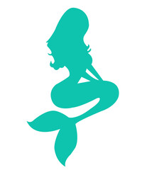 Mermaid clip art design on plain white transparent isolated background for card, shirt, hoodie, sweatshirt, apparel, tag, mug, icon, poster or badge