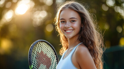 Smiling Tennis Player With Racket