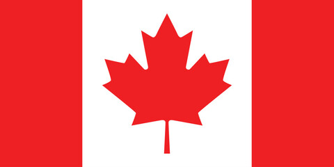 The national flag of canada with its iconic red maple leaf