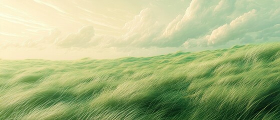 Obraz premium A field of grass with a few clouds in the sky