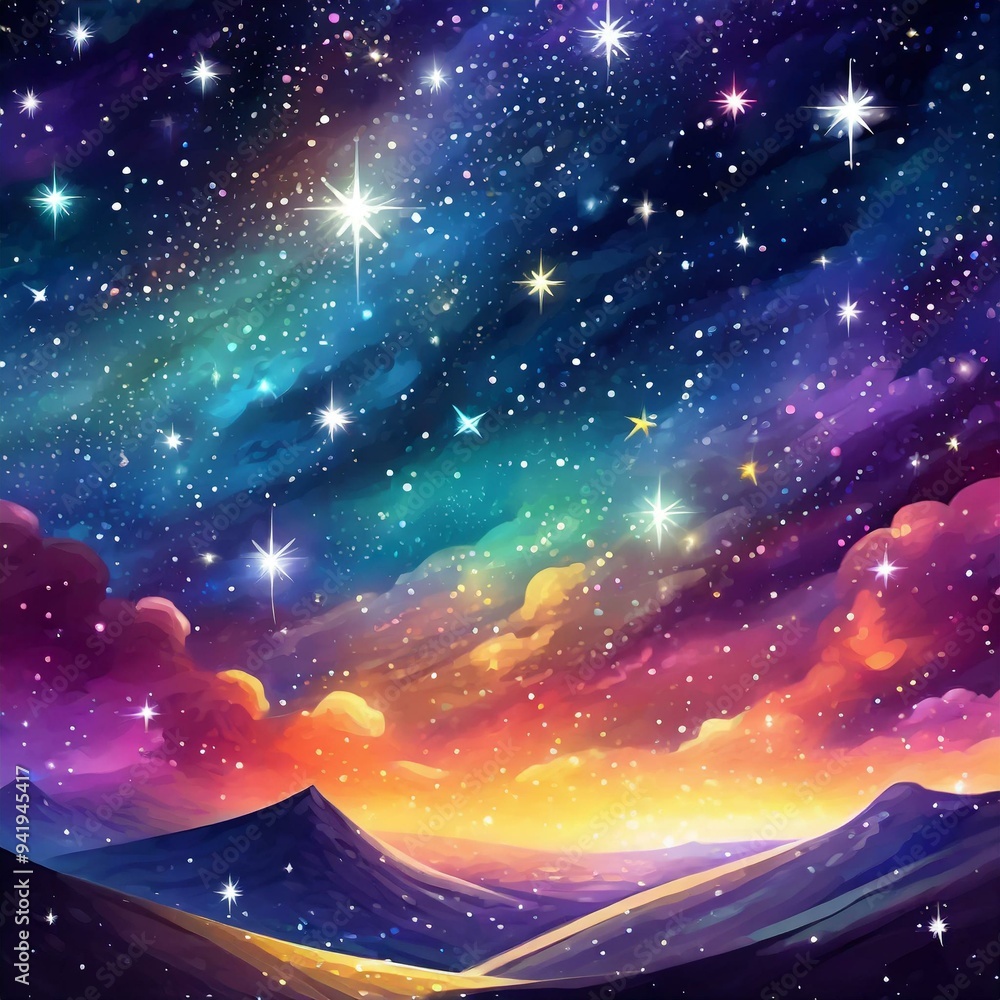 Wall mural background with stars