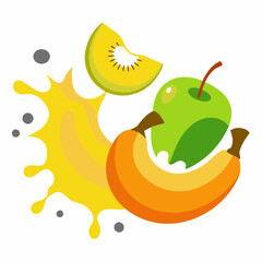 Realistic Fruit Juice Splashes Icon Set