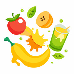 Realistic Fruit Juice Splashes Icon Set