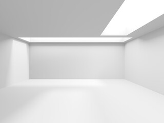 Fototapeta premium Minimalistic room space. White clean empty architecture interior