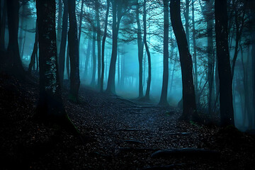 Naklejka premium Spooky Forest Halloween Scary