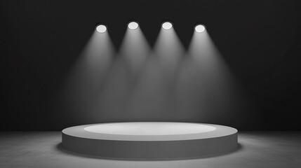 White Podium with Spotlights and Pedestal