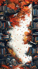 Naklejka premium Book background with empty space, back to school, autumn. AI generative