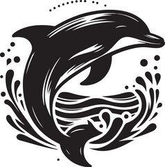 dolphin silhouette vector style with white background