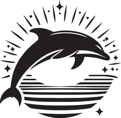 dolphin silhouette vector style with white background