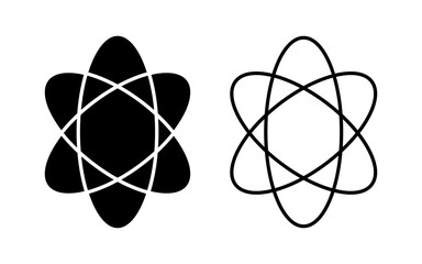 Atom or physics icon vector with line and filled. Science symbol