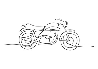 Obraz premium Vintage Motorbike One Line Drawing. Classic motorcycle depicted in continuous line style.