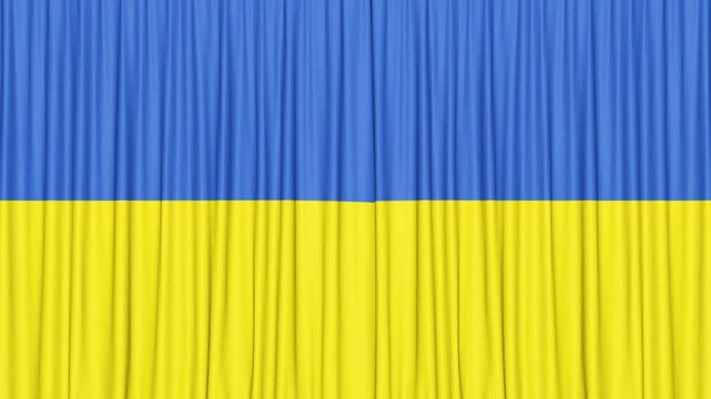 Ukraine Curtain Flag Animation Background, Loop
