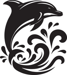 dolphin silhouette vector style with white background